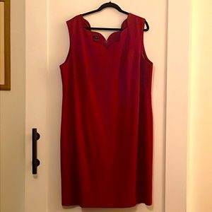 Talbots Scalloped Ponte Knit Sheath Dress Women’s Size 18W Sleeveless Stretch